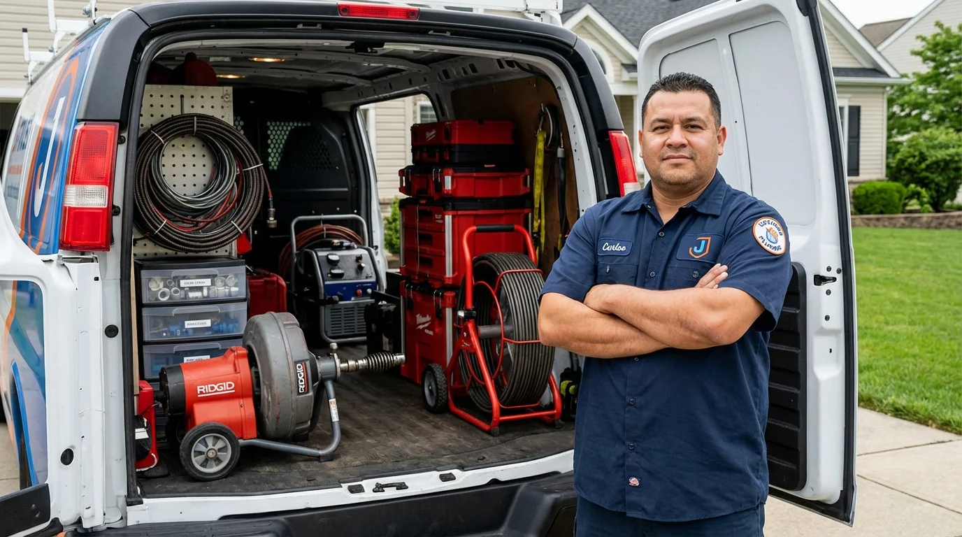 Professional drain cleaning equipment and Johns Plumbing LLC plumber in Howard